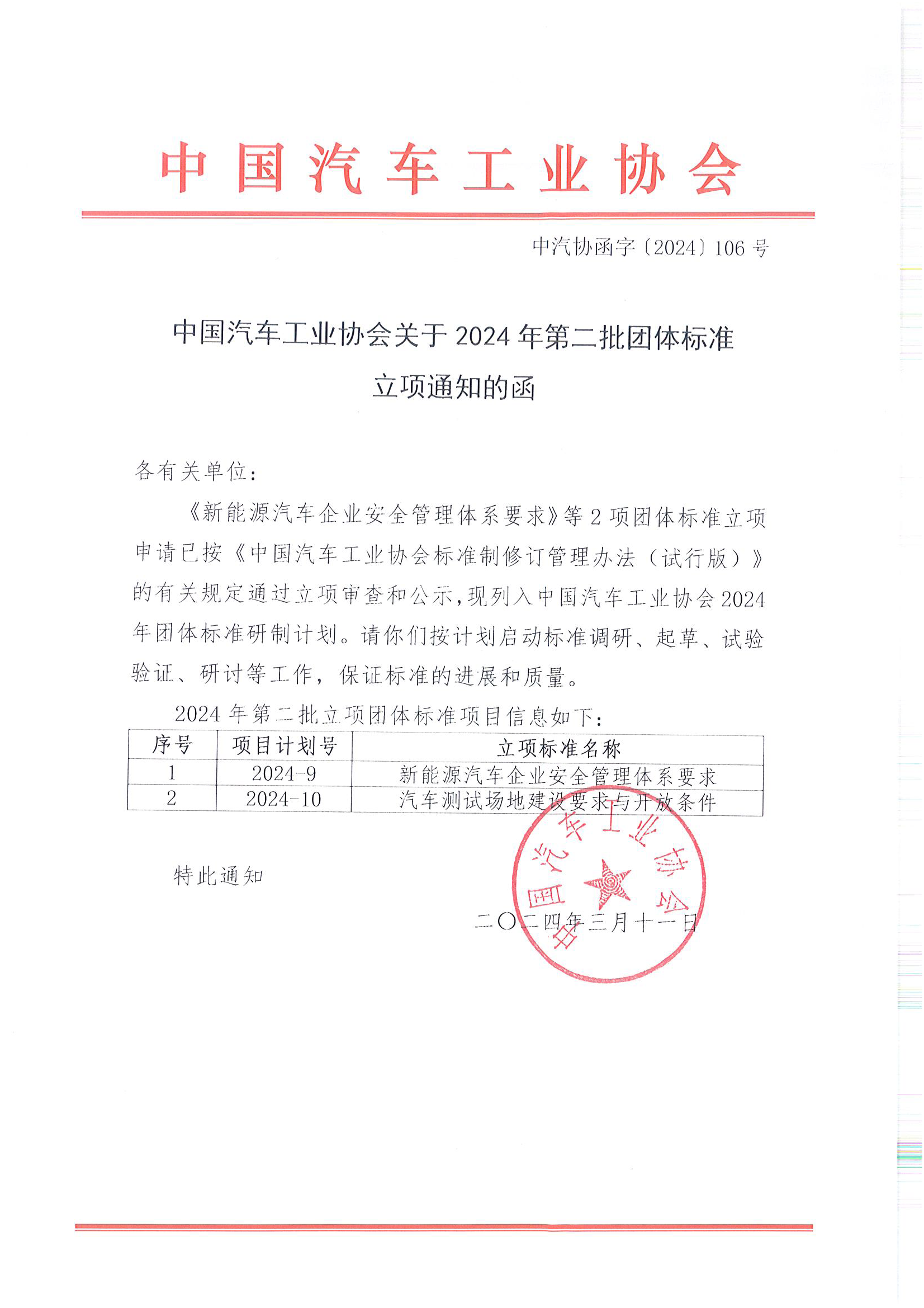 中汽协函字〔2024〕106号--中国汽车工业协会关于2024年第二批团体标准立项通知的函.png